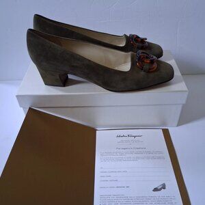 Salvatore Ferragamo Germaine Limited Edition Olive Green Suede Size 9.5 $750